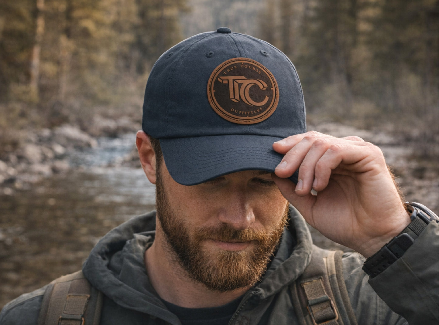 True Course Outfitters Leather Patch Dad Hat